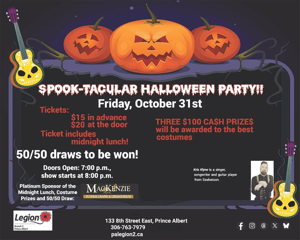  Spook-tacular Halloween party at the Legion 7pm-